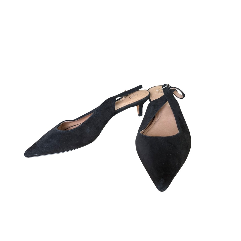 J. Jill Womens Black Suede Pointed Toe Slingback Kitten Heels Size 11M